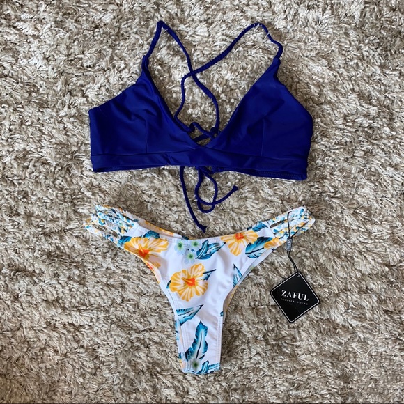 Zaful Lace Up Braided Flower Bikini Set Medium 6 - Picture 3 of 5